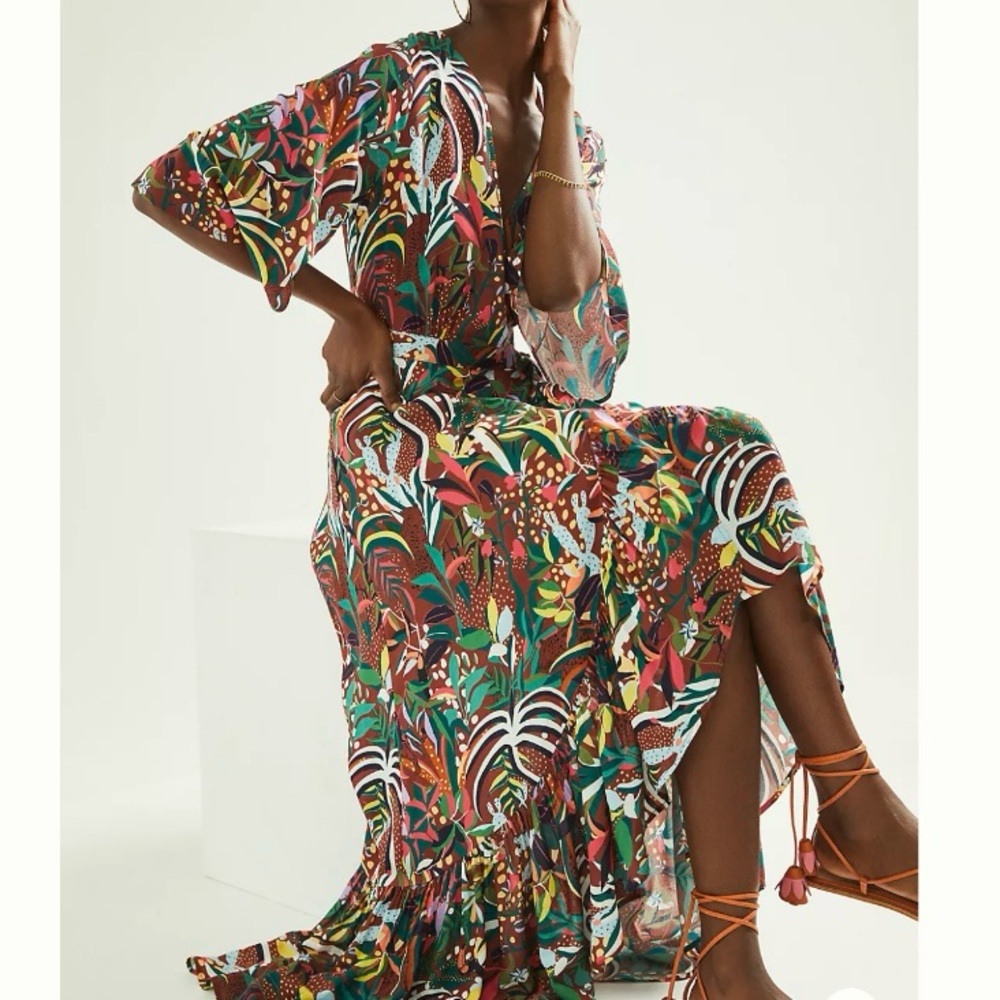Farm Rio Anthropologie Wrap Maxi Dress